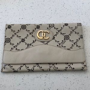 Vintage Oleg Cassini leather monogram envelope clutch